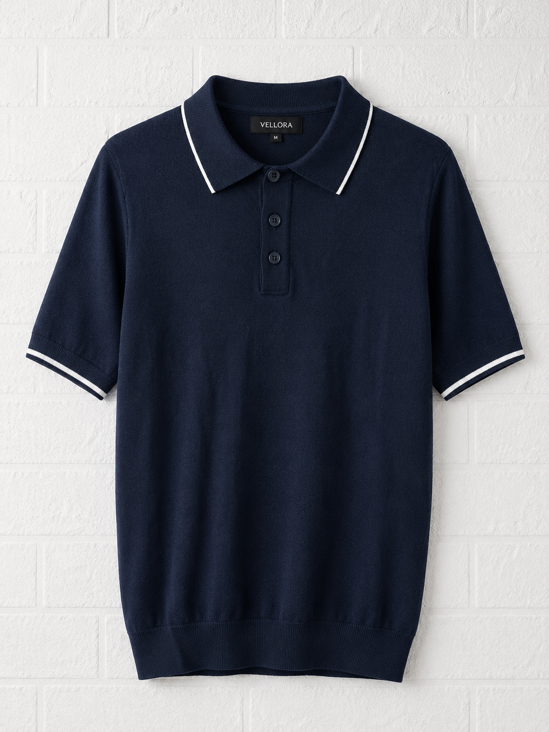 Premium Contrast Trim Knitted Polo T-Shirt