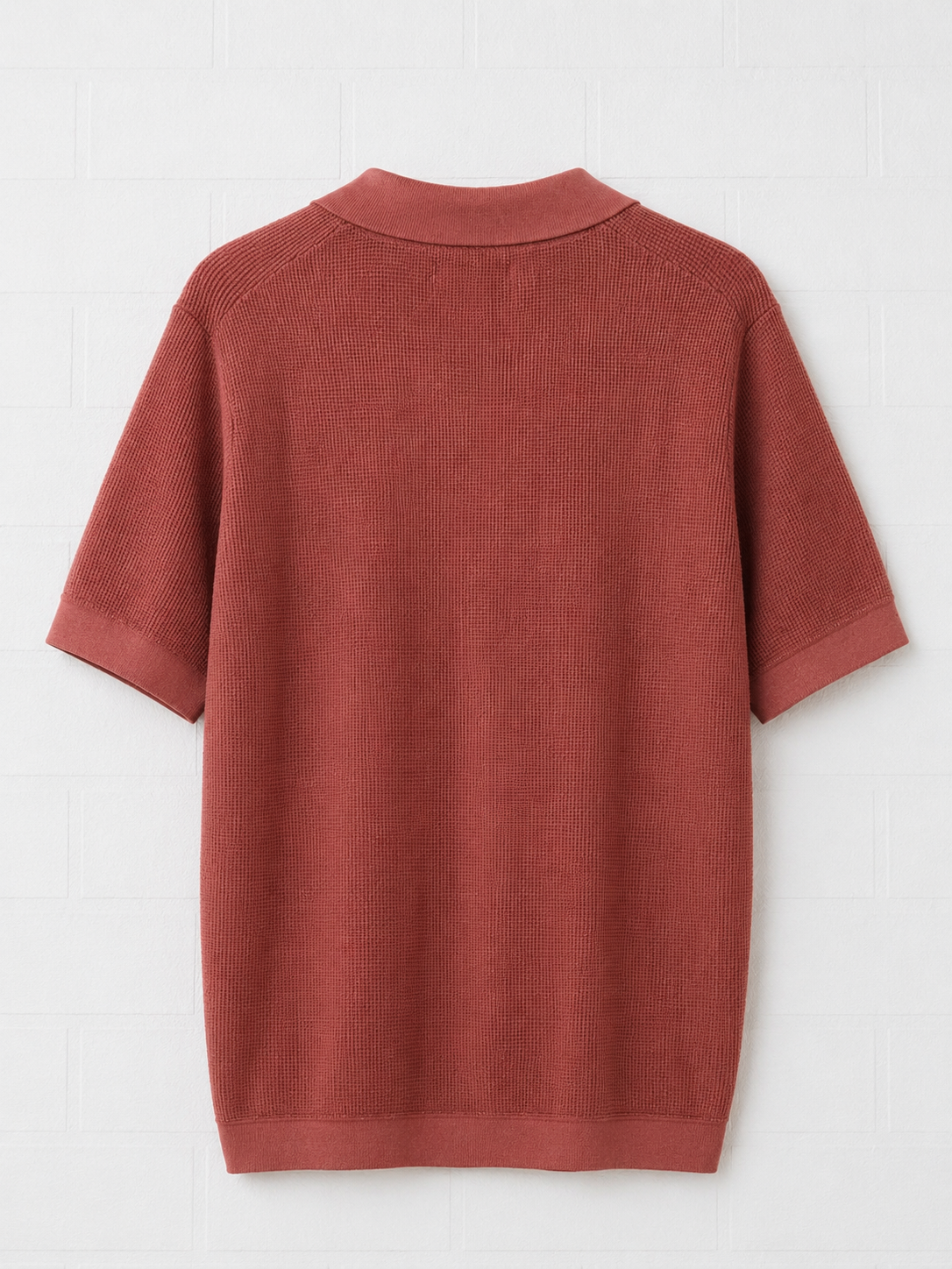 Premium Textured Knit Button-Up Polo Shirt