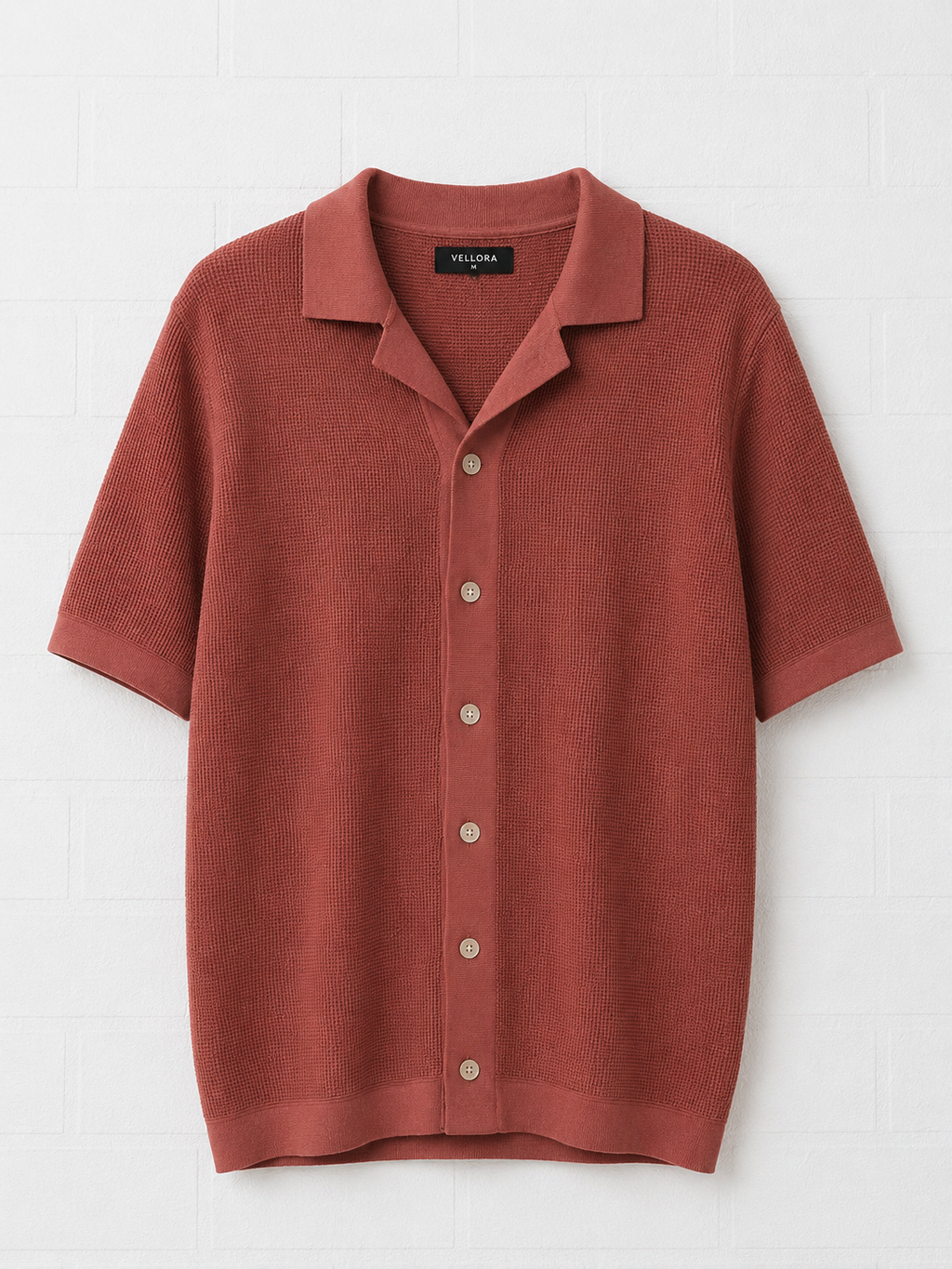 Premium Textured Knit Button-Up Polo Shirt