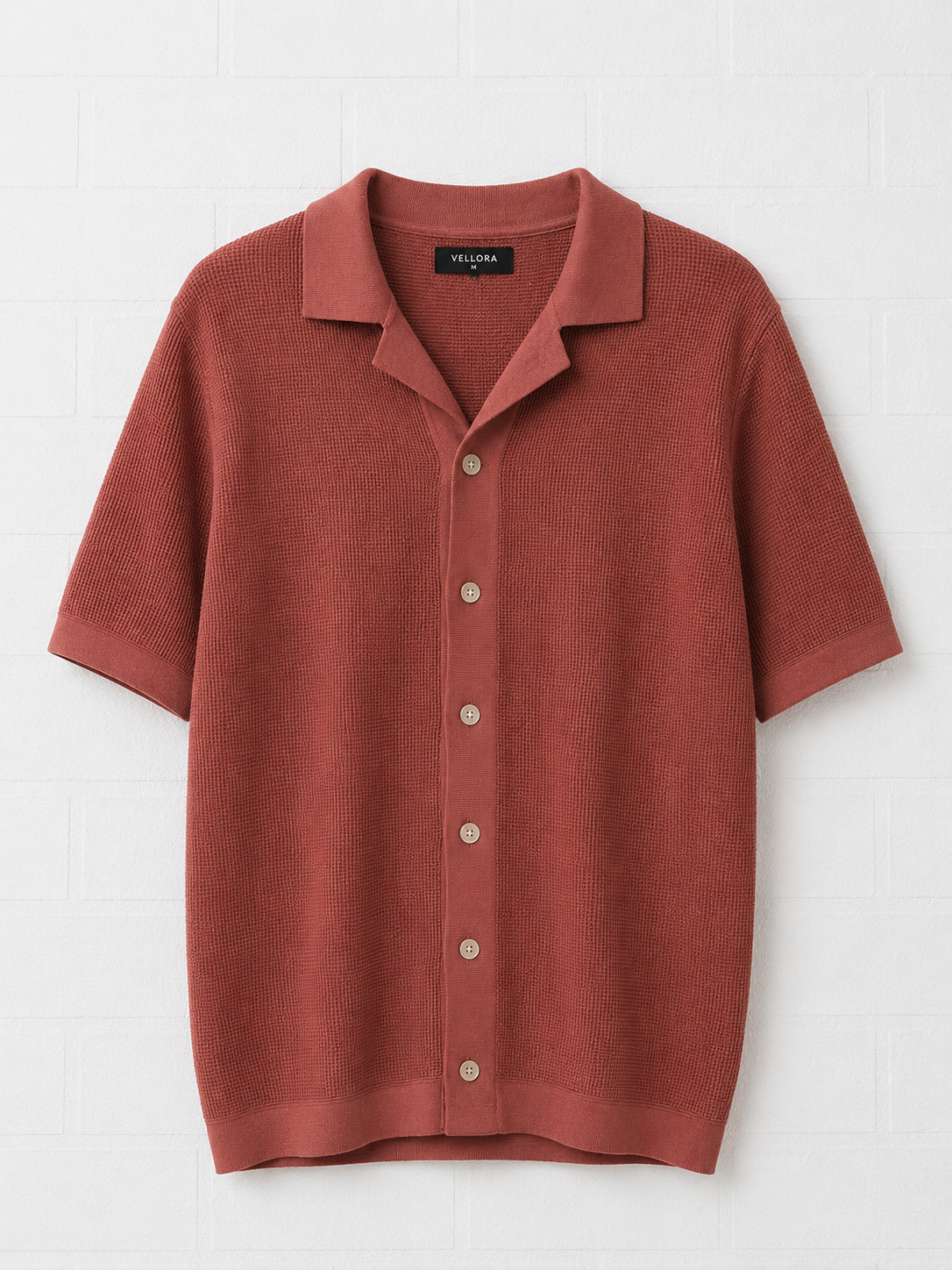 Premium Textured Knit Button-Up Polo Shirt