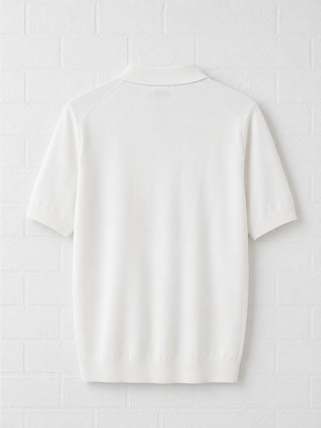 Premium Knit Polo T-Shirt – Ivory White