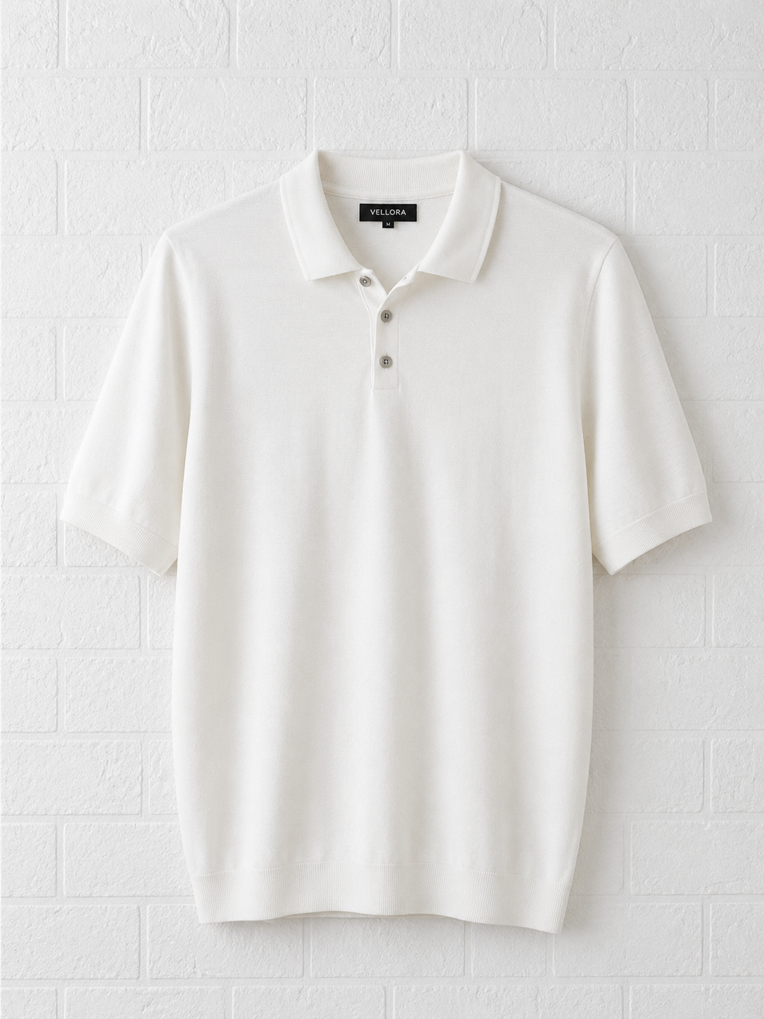 Premium Knit Polo T-Shirt – Ivory White
