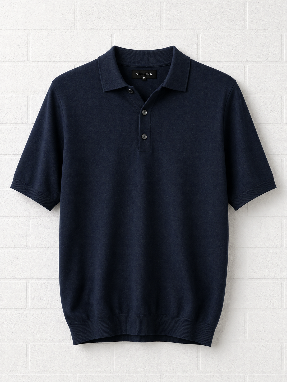 Premium Knit Polo T-Shirt – Midnight Navy
