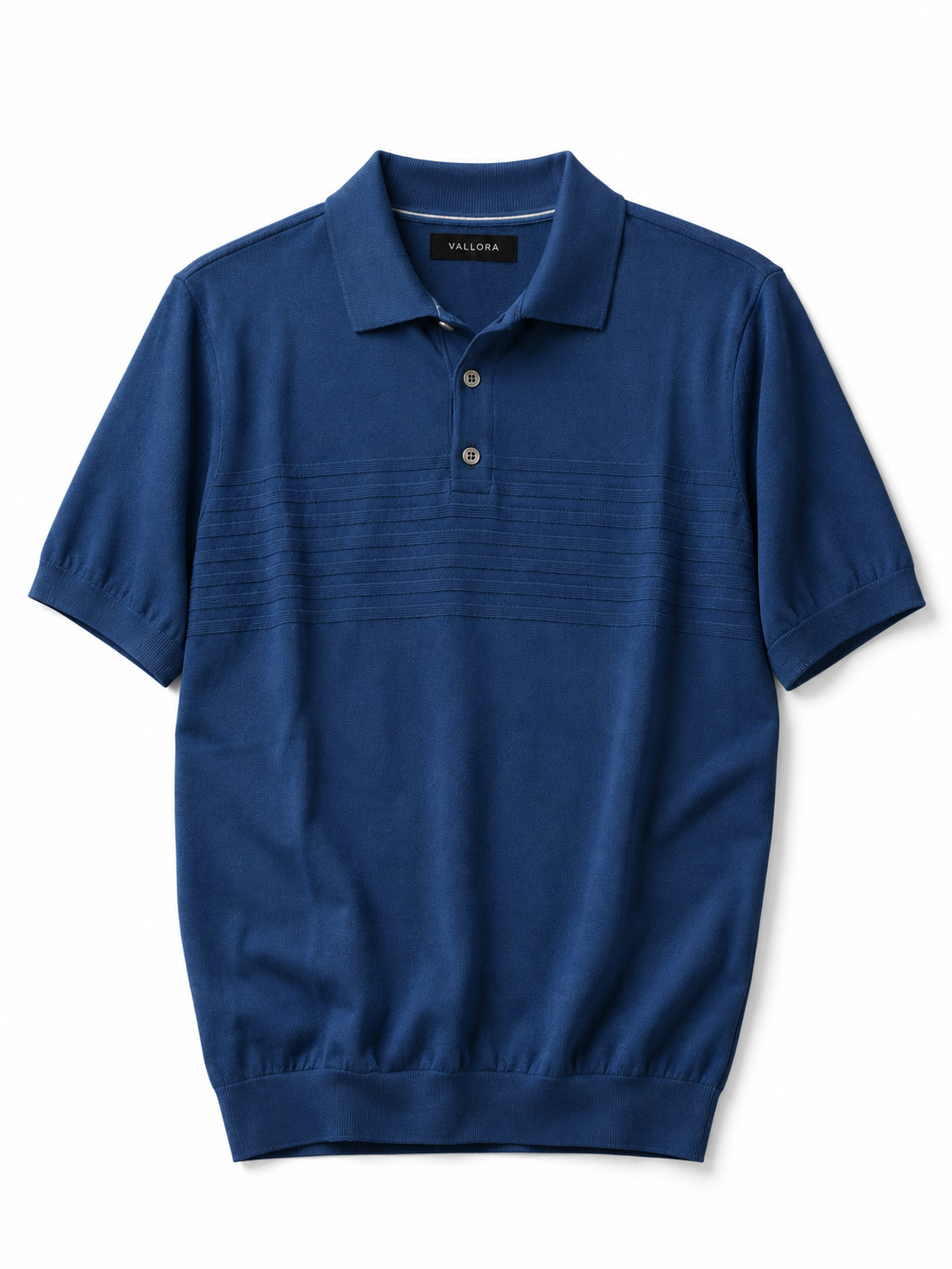 Textured Stripe Knit Polo T-Shirt – Royal Blue