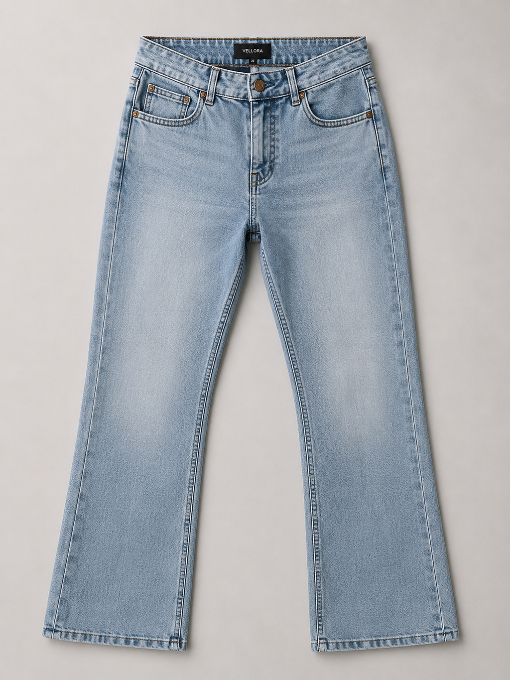 Ice Blue Straight-Fit Denim Jeans