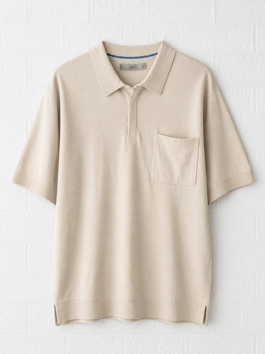 Premium Beige Relaxed Fit Knitted Polo T-Shirt